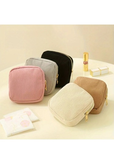 Honeybeeshop Hafif Bej Makaj Çantası Seyahat Organizatörü Çok Bölmeli Fermuarlı Bej