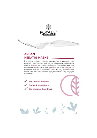 Royale Professional Argan Keratin Saç Maskesi 500 ML + Şampuan 500 ML + Tarak