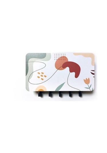 Cajuart Dekoratif Çizgisel Motifli Bölmeli Anahtarlık Duvar Askısı Dekor