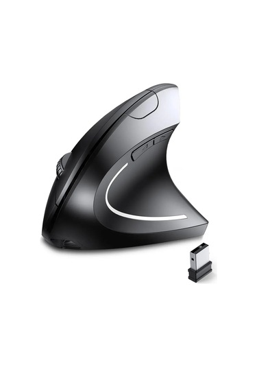 Geeksen Ergonomik Dikey Kablosuz Fare - Şarjlı, Sesiz, El Yorgunluğunu Azaltan, Ofis Ve Ev İçin Siyah Optik