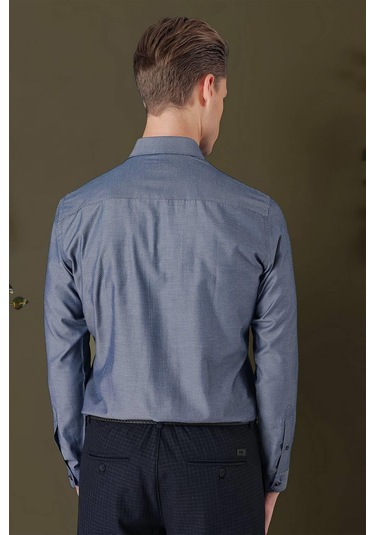 Gk 709 Slim Fit Füme Klasik Gömlek Füme