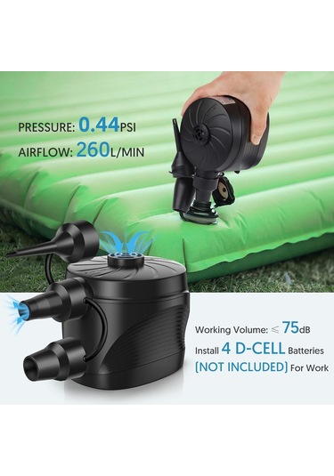 Yatak İçin Elektrikli Hava Pompası, Pille Çalışan Havada Kamp Şişirme Altın