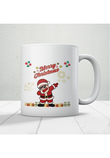 Yılbaşı Temalı Merry Christmas Yazılı Hediyelik Kupa Beyaz