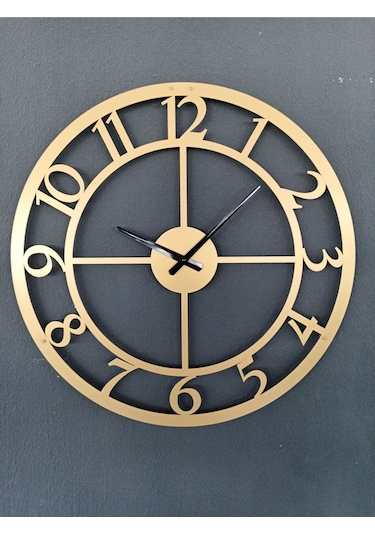 Rakamlı Metal Gold - Altın Duvar Saati 1,5 Mm Kalınlık 60 X 60 Cm Altın