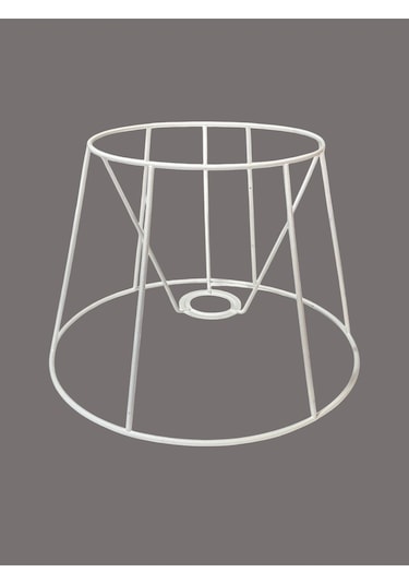 Konik Abajur Teli İskeleti Beyaz Statik Boyalı E27 Çap 30 Cm Metal