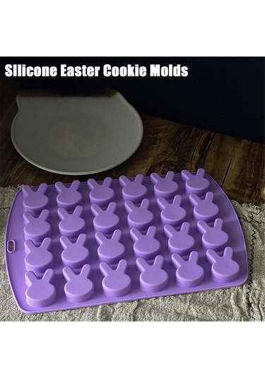 Adet Paskalya Tavşanı Silikon Kalıp Çikolata İçin 24 Boşluk Mor
