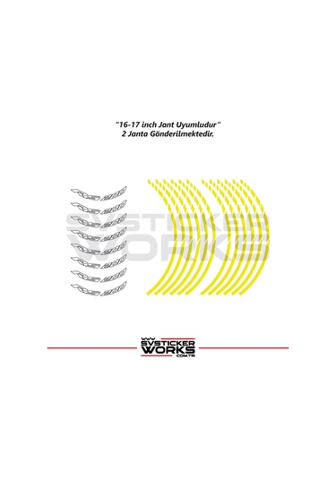 Bajaj Rs200 Jant Sticker Dış Ve İç Set Sticker Jant Şeridi Sarı