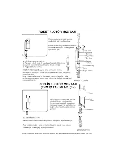 Visam Starmax Çekmeli Rezervuar İç Takım Zeplin Flotörlü 608-001 Kırmızı