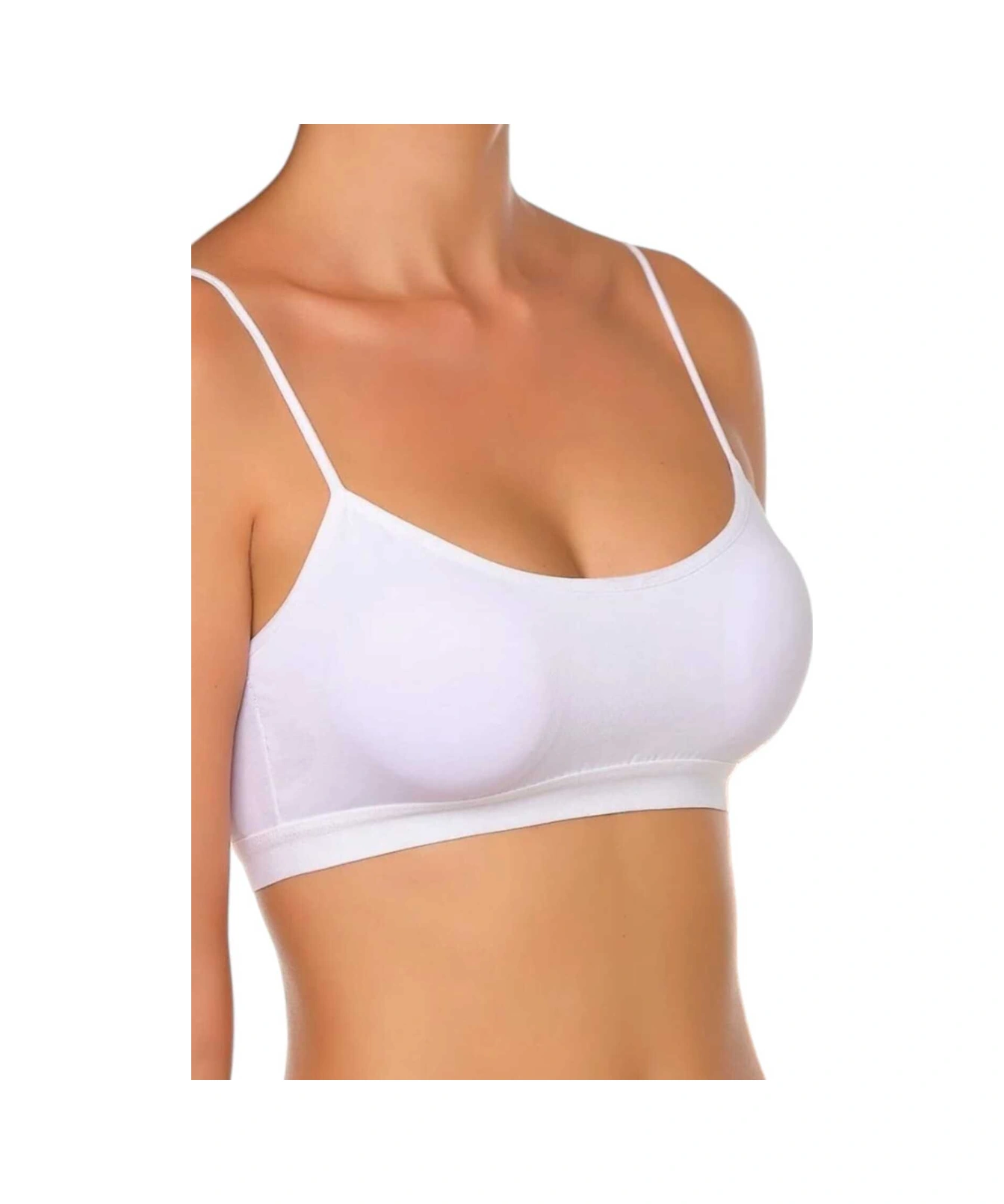 Tezzgelsin Kadın İnce Askılı Pedli Büstiyer Yarım Atlet Sütyen 3'lü Set Beyaz