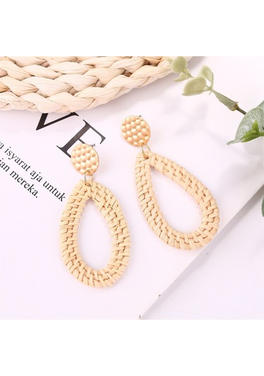 E2002-7 Knock Pattern Water Drop Bamboo Vine Handmade Woven Earrings Bosomia Style Earrings Gümüş