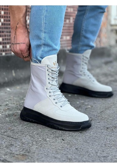 Wagoon Wg012 Gri Kömür Süet Uzun Bağcıklı Bot Çok Renkli