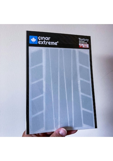 Şerit Tasarımlı Reflektif Gri Motosiklet Kask Sticker Çınar Extreme