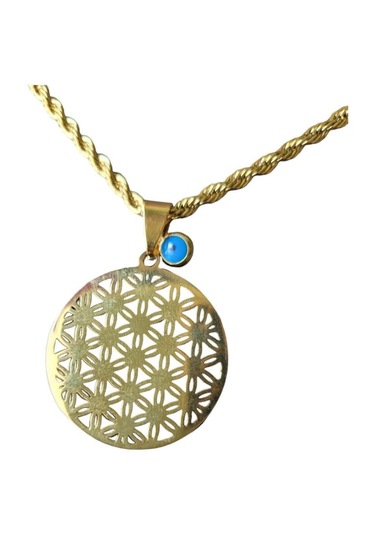 Yaşam Çiçeği Çelik Kadın Bijuteri Kolye Gold - Gümüş