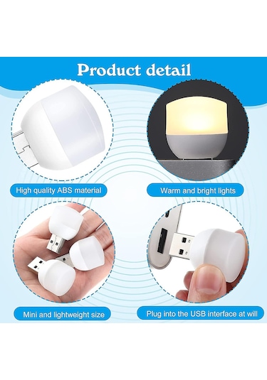16 Adet Usb Ev Gece Lambası Led Tak-çalıştır Taşınabilir Ortam Işığı Sıcak Beyaz Diğer