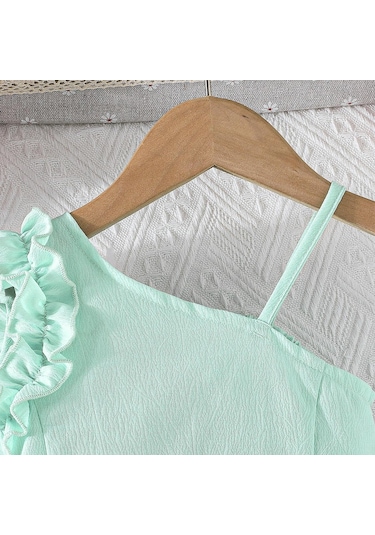 6m-5y Kız Çocuk Giyim Çocuk Yaz Kısa Kollu + Şort İki Parça Kız Çocuk Kısa Kollu Takım Kırmızı