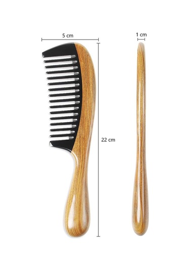 Sorendy Pelesenk Ağaç Kaplamalı Kemik Tarak 20 Cm At-105 Geniş Dişli Ahşap Saç Tarağı Doğal