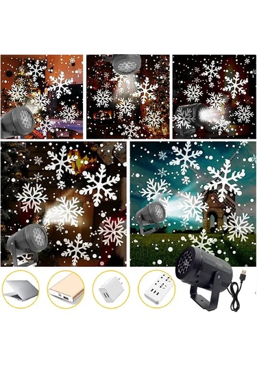 Wezone Led Kar Projeksiyonu Işığı - Renkli Dönen Kış Ve Noel Dekorasyonu Için Ev/ Bahçe Kullanıma Uygun Su Geçirmez Işık