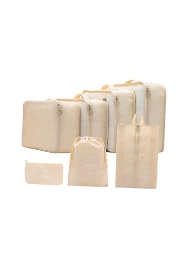 Electric Taşınabilir Seyahat Kozmetik Organizatör Seti 7 Parça Haki Haki