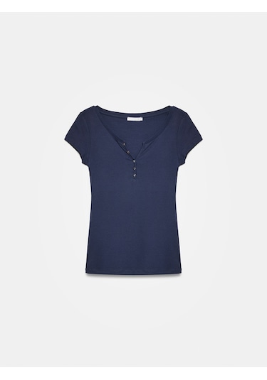 Dilvin 32688 %100 Pamuk Basic T-shirt-k.lacivert