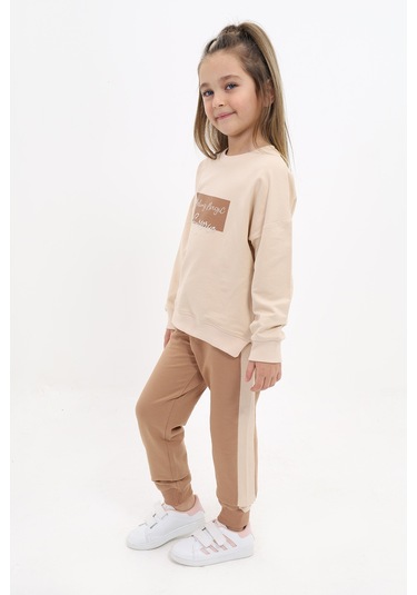 Toontoy Kız Çocuk Nakışlı Eşofman Takım Pudra