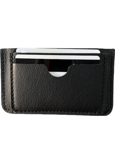 Gerçek Deri El Yapımı Kartlık - Deri Kartlık - Siyah Deri Kartlık Siyah