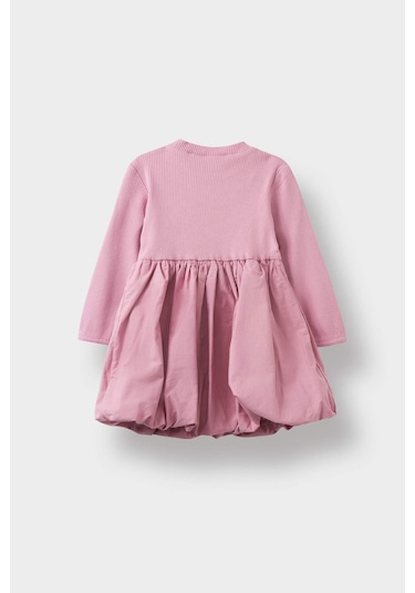 Defacto Kız Bebek Uzun Kollu Fitilli Kaşkorse Balon Etekli Elbise F4567a525aubr82 Bordo