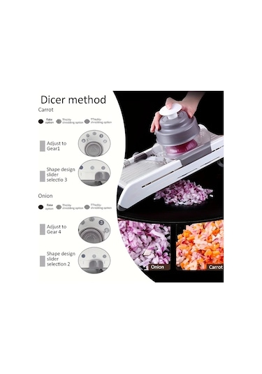 Dashanshop 18 Cesit Ayarlanabilir Mandolin Rende Beyaz Paslanmaz Celik Sebze Julienner Patates Kesici Profesyonel Guvenli Dilimleyici 1 Parça