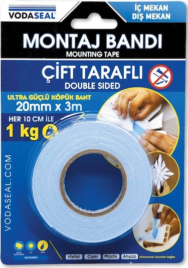 Vodaseal Çift Taraflı Köpük Montaj Bandı 20mmx3m