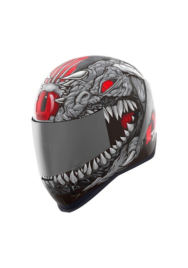 Icon Airform Krayola Kreep Mıps Kapalı Motosiklet Kaskı Siyah Gri Kırmızı