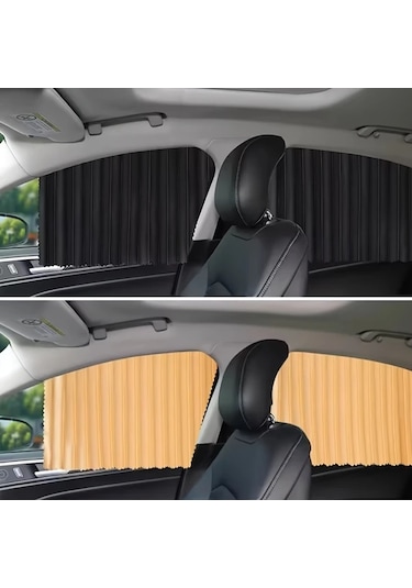 Chuangyinshop Golden 2 Adet Arka Cam Güneşlik Perdesi Manyetik Isı Yalıtımlı Ön Ve Arka Camlar İçin Taşınabilir Güneş Koruma