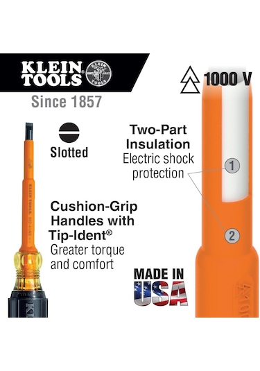 3/18 Cabinet Tip, 20cm Shank, Insulated - Ins Screwdriver, Slot