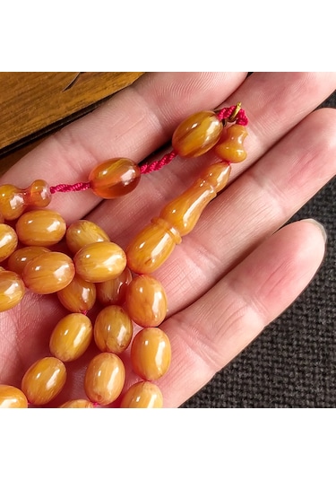 9x12 mm Mişmişi Sandaloz Baga Tesbih, Yeni Döküm Miskevi Baga