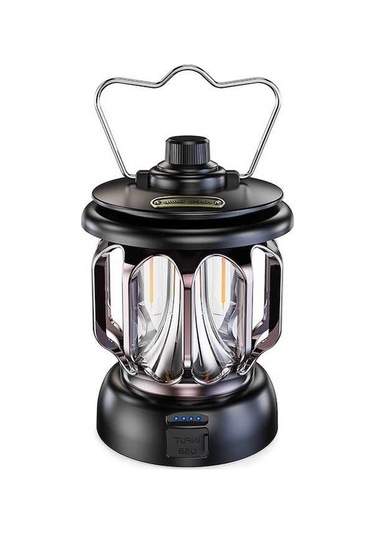 Artfulabode Vintage Siyah Şarj Metal Mekan Mekan Masa Led Lambası Lamba Kampı İçin İç Fener Edilebilir Dış Asma Tk Siyah