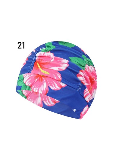 Baskılı Spor Aksesuarları Elastik Naylon Türban Uzun Saç Koruma Havuz Banyo Şapkaları Yüzme Kap 21 Çok Renkli