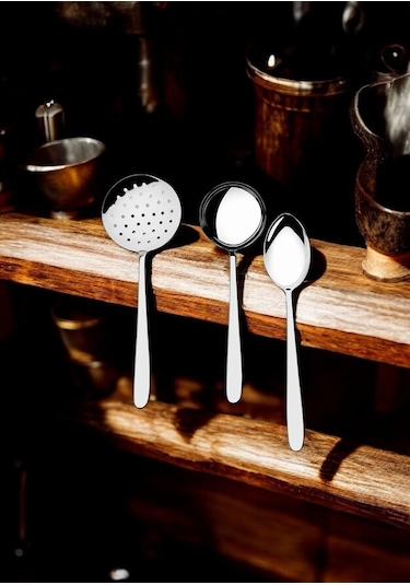 Nehir Sultan Servis Kaşık Kepçe Kevgir Seti Takımı - 3 Lü Servis Seti