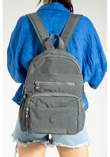 Klinkır Kadın Sırt Çantası Hafif Su İtici Kumaş Günlük Kullanım İçin İdeal 37 27 Cm Anne Bebek Çanta Gri