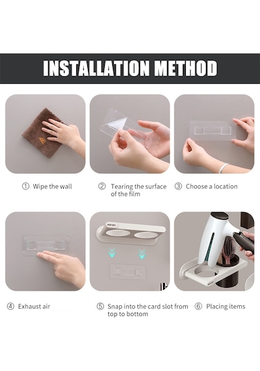 Moveevo Menen Saç Kurutma Makinesi Tutucu Duvara Monte Saç Kurutma Makinesi Askı Rafı Düzenleyici Bardak Saklama Rafı Banyo