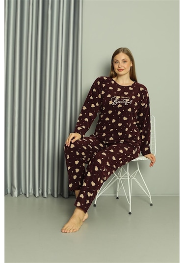 Akbeniz Welsoft Polar Kadın Büyük Beden Pijama Takımı 808041 - 4xl Bordo