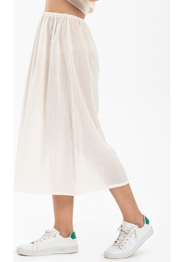 Jüpon Şile Bezi Pamuk Uzun Etek Astarı Tam Boy Jipon Krem Krm