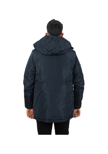 Erkek Lacivert Içi Polarlı Su Ve Rüzgar Geçirmez Kapüşonlu Kışlık Mont & Kaban & Parka Lacivert