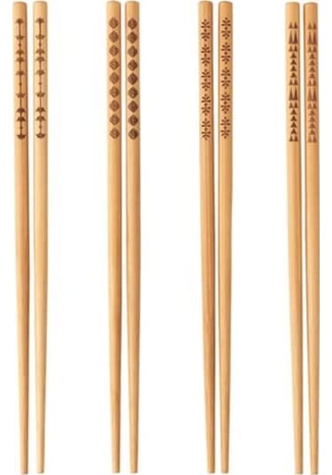 Bambu Yemek Çubukları 4Lü MeridyenDukkan Bambu 4 çift Dekoratif D