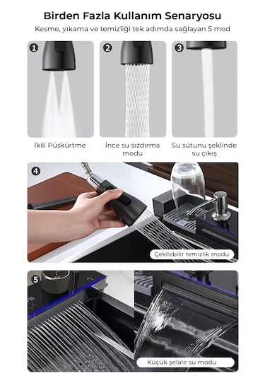 Robo Dijital Akıllı Eviye Seti Koyu Gri