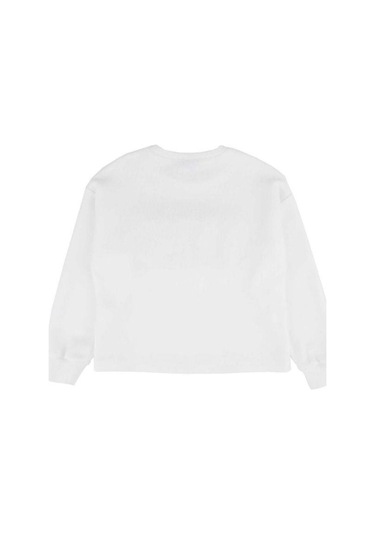 Kız Çocuk Popcorn Baskılı Sweatshirt-13493 Ekru