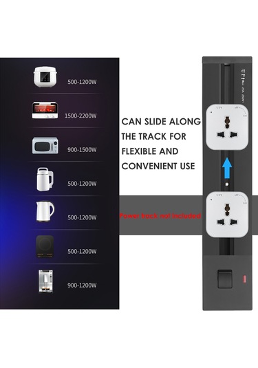Monyee Güç Ray Sistemi İçin Uçaklı 3-pin Evrensel Soket, Akrilik Malzeme, Esnek Kullanim, Gümüş Renk Gümüş