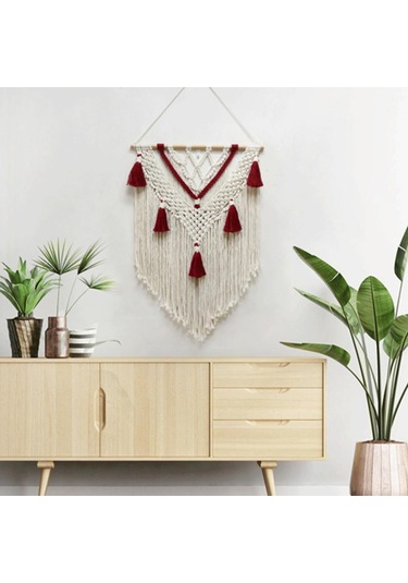 Homyl Makrome Duvar Asılı Goblen Püskül Ev Yatak Odası Dekor