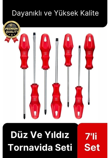 Üstün Kalite Dayanıklı Pratik Ergonomik Vidalama Tamir Tamirat Düz Ve Yıldız 7 Parça Tornavida Seti