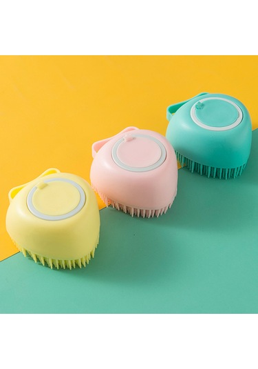 Padalink Kedi Köpek Yumuşak Silikon Duş Fırçası - Sabun Dağıtıcı İle Masaj Ve Temizlik Sarı