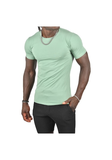 Deepsea Yeşil Erkek Dar Kesim Basic Tişört 1801131 Yeşil