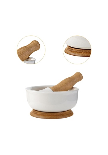 Homyl Pirinç Meyveleri Için Çömlekçilik Öğütme Kasesi Beyaz