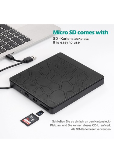 Sones Çok İşlevli Harici Dvd Sürücüsü Usb3.0 Cd Dvd +/-rw Yazıcı Ve Sd Yuvası